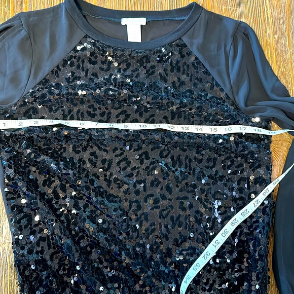New Cache Open long sleeve sequin bodice black blouse Medium - Picture 7 of 11